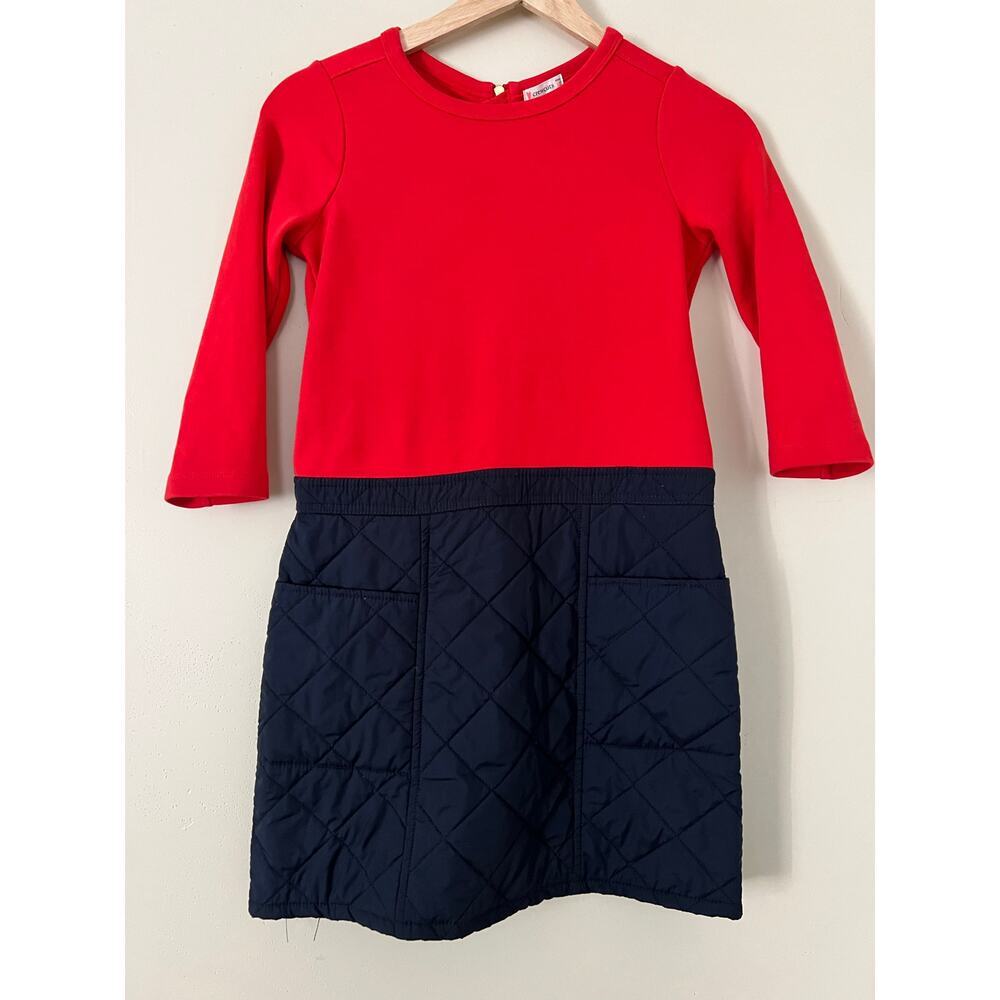 Crewcuts‎ Girls Colorblock Puffer Skirt Dress Red Navy Winter 10 Stretch Warm
